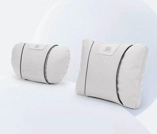 Lexus Car Neck Pillow & Lumbar Support - set white