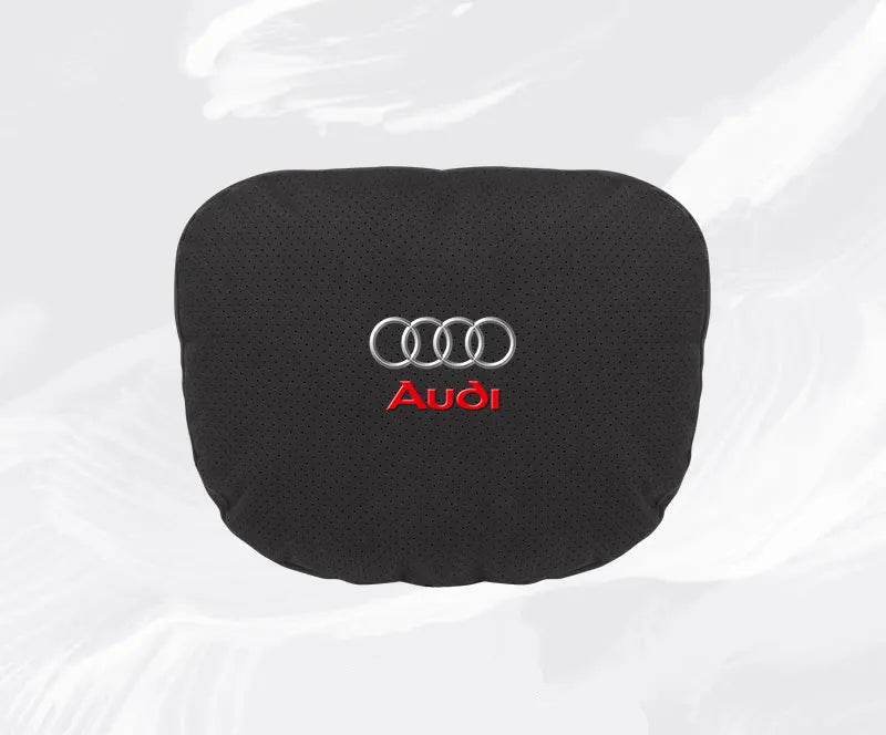 Suede Car Neck Pillow & Lumbar Support for Audi A3 A4 A5 A6 A7 A8 Q2 Q3 Q5 Q7 Q8 TT SQ5 Spine Protection - headrest 1pc brown