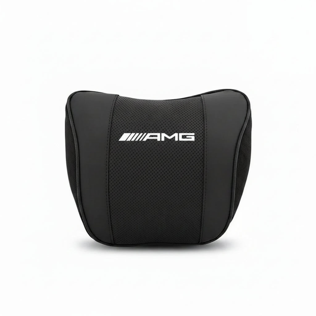 Mercedes Benz AMG Car Neck & Lumbar Support Pillow - Black Headrest