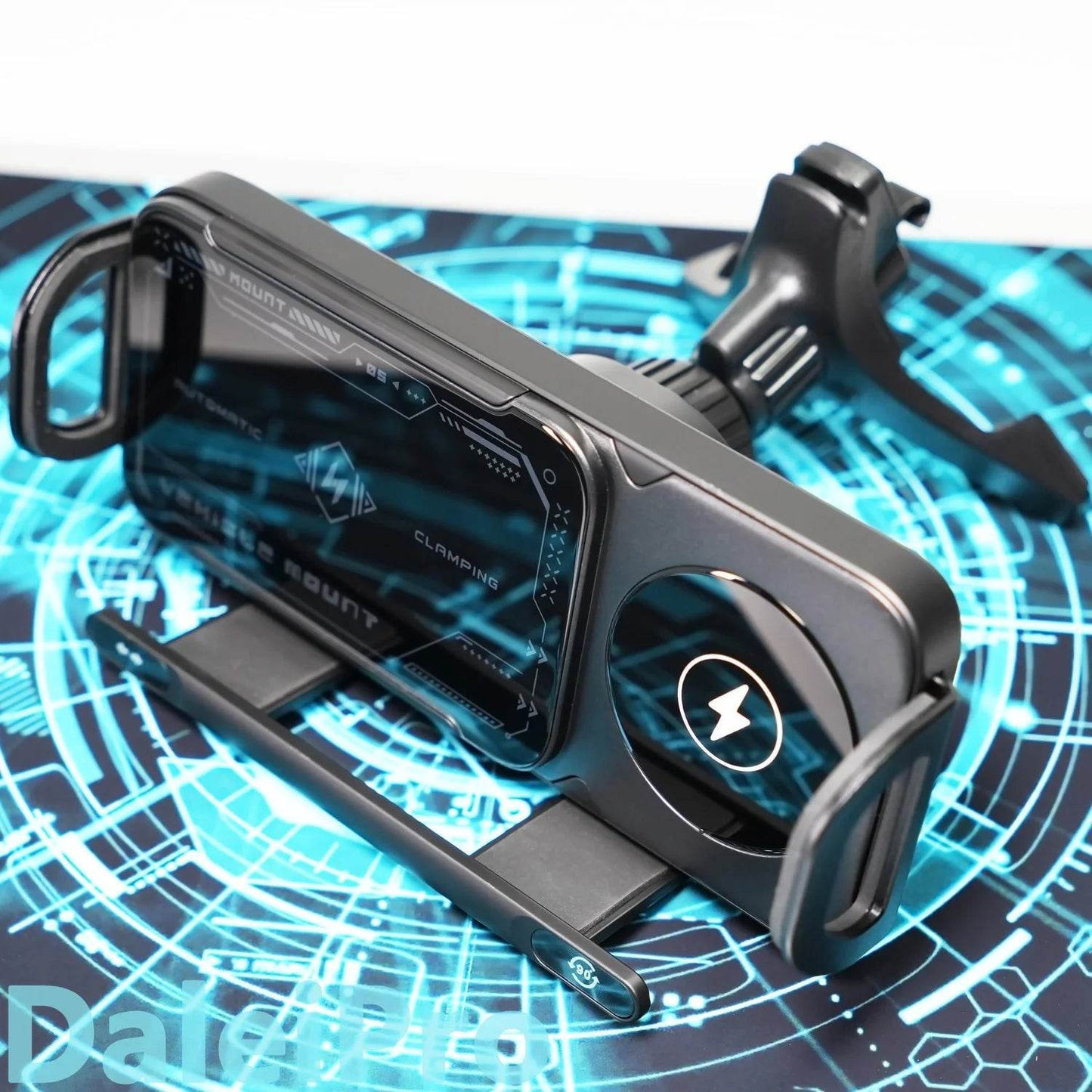 Foldable Phone Wireless Charging Holder – Auto-Clamp, 360° Rotation -