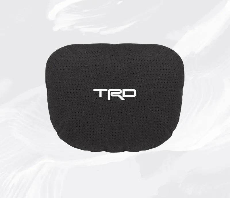 TRD Suede Car Neck Pillow for Toyota Corolla, Yaris, Camry, Prius & More - headrest black