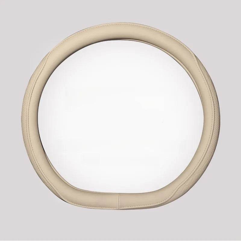Leather Car Steering Wheel Cover – Universal Fit, 15 Inch (38 cm) - Beige Type D