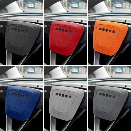 Tesla Model Y Steering Wheel Trim | Italian Suede Panel Stickers (2025+) - Blue
