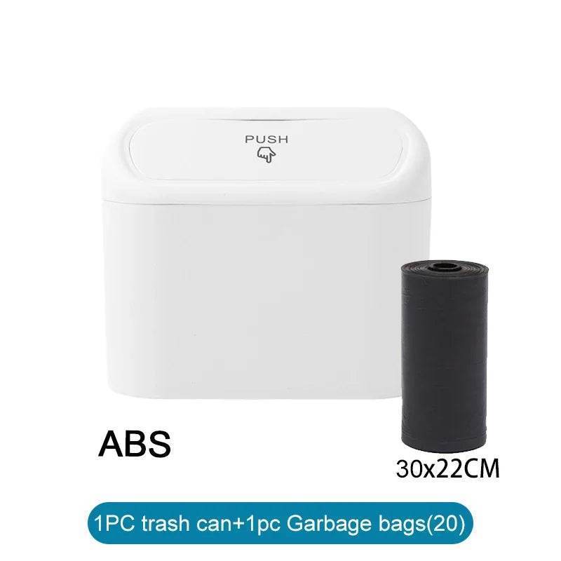 Leak-Proof Car Trash Can with Lid – Includes 60 Garbage Bags - WHITE 1