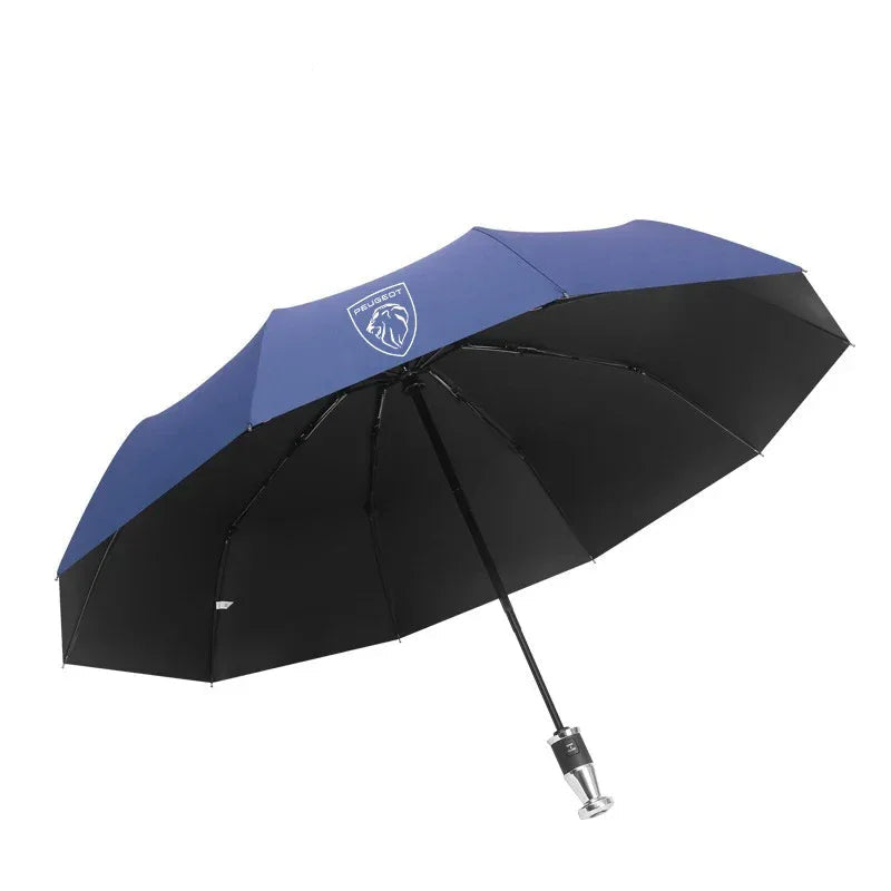 Peugeot 206 207 208 301 307 308 406 408 508 607 2008 3008 4008 5008 RCZ Rifter Car Automatic Folding Windproof Sunshade Umbrella - Blue 1