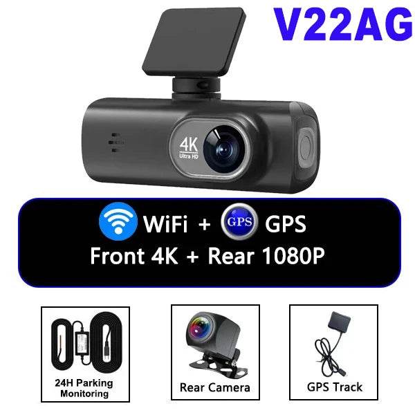 4K WIFI V22 Mini Dashcam Night Vision with Rear Camera -