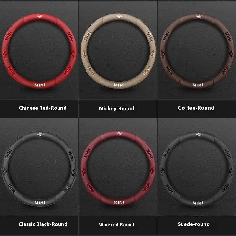 MINI Cooper Carbon Fiber Leather Steering Wheel Cover - Carbon Off-white