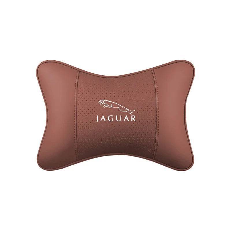 Jaguar Leather Neck Pillow - TZ-Saddle brown