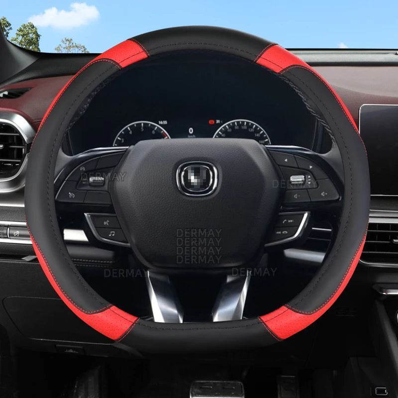 Changan Sports Microfiber Leather Steering Wheel Cover - B- Red