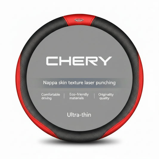 Chery Suede Leather Steering Wheel Cover - O Style Red