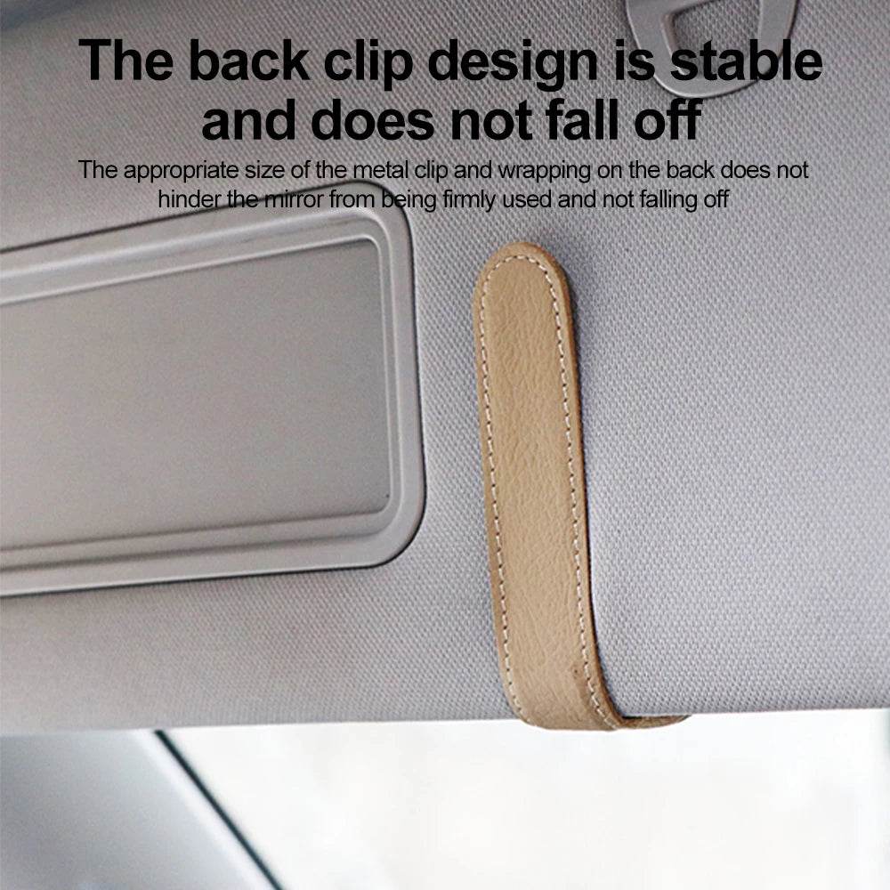 Universal Car Sunglasses Holder & Card Clip – Sun Visor Mount with Pen Case & Ticket Organizer - Beige