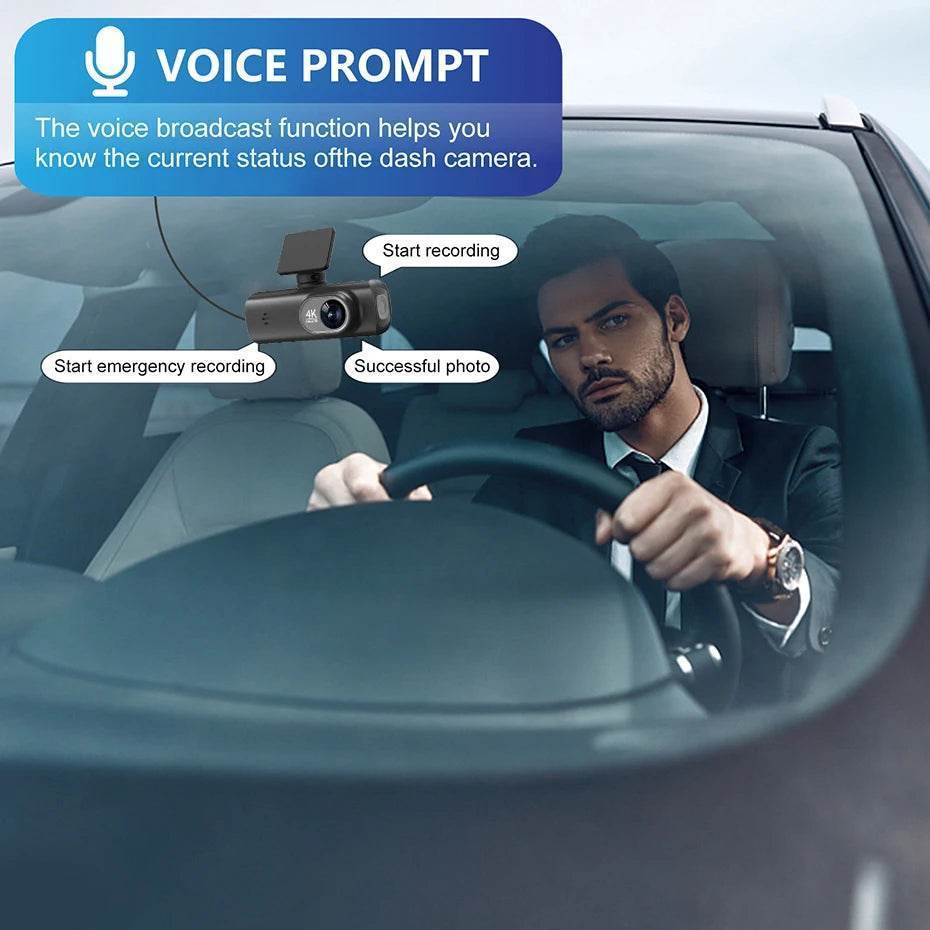 4K WIFI V22 Mini Dashcam Night Vision with Rear Camera - V22S / None