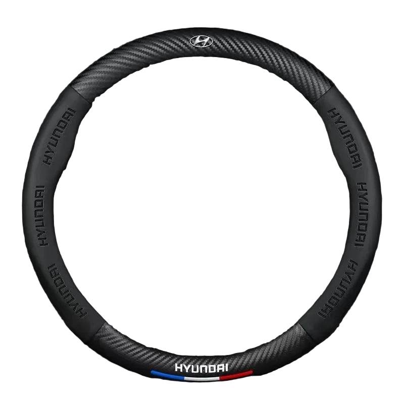 Hyundai Leather Steering Wheel Cover - Black Round