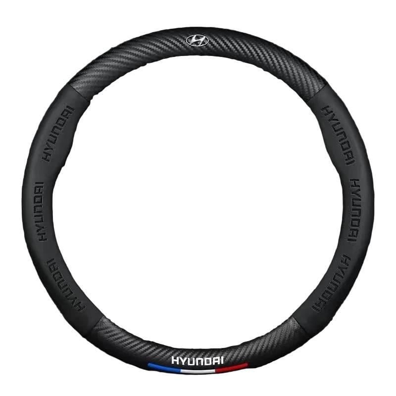 Hyundai Leather Steering Wheel Cover - Black Round
