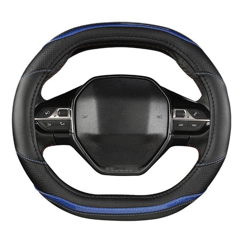 Peugeot Carbon Fiber + PU Leather Steering Wheel Cover - Blue