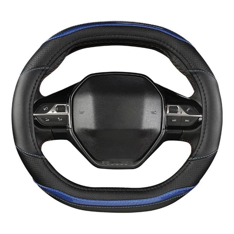 Peugeot Carbon Fiber + PU Leather Steering Wheel Cover - Blue
