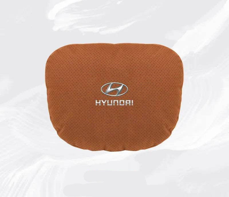 Hyundai Breathable Suede Neck Pillow for Accent, Elantra, Tucson, Sonata, Kona & More - headrest 1pc white