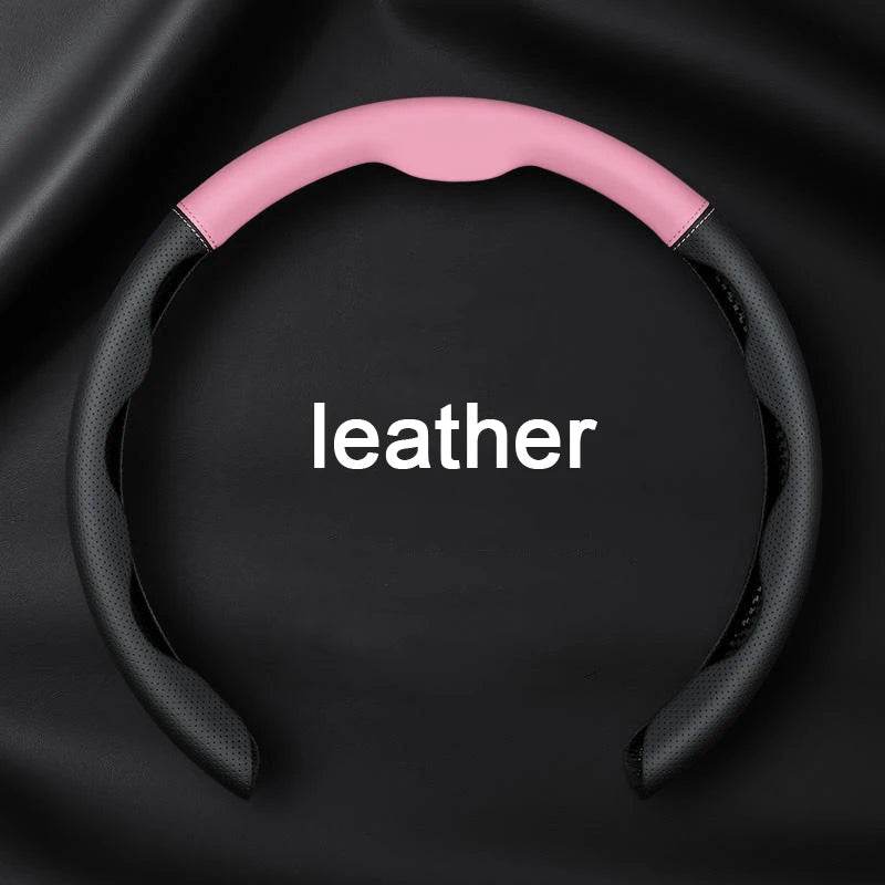 Premium Car Steering Wheel Cover – Universal 36-38cm - Black pink