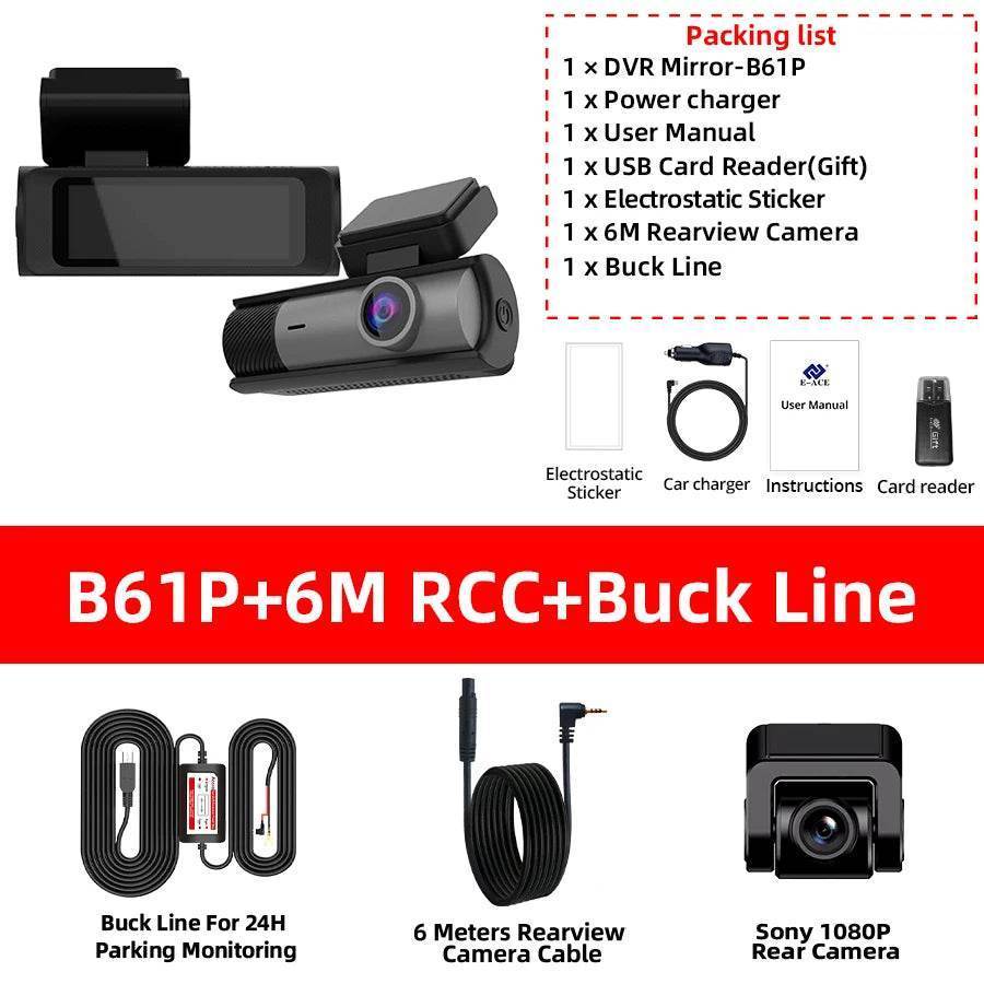 4K Mini Dash Cam With Rear Camera - B61P-6M RC-BL / NONE