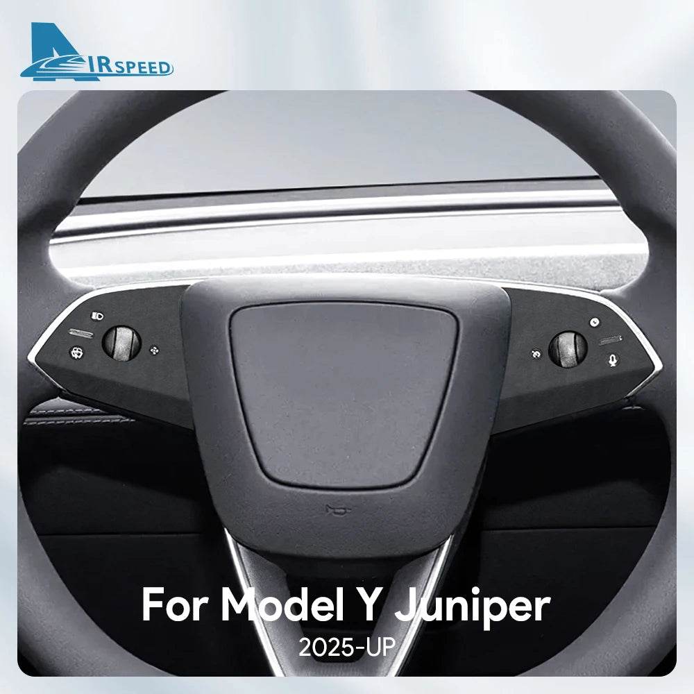 Tesla Model Y Steering Wheel Trim | Italian Suede Panel Stickers (2025+) - Blue