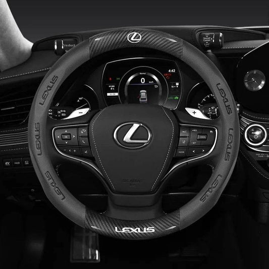 Lexus F SPORT Carbon Fiber Leather Steering Wheel Cover - Leather Black