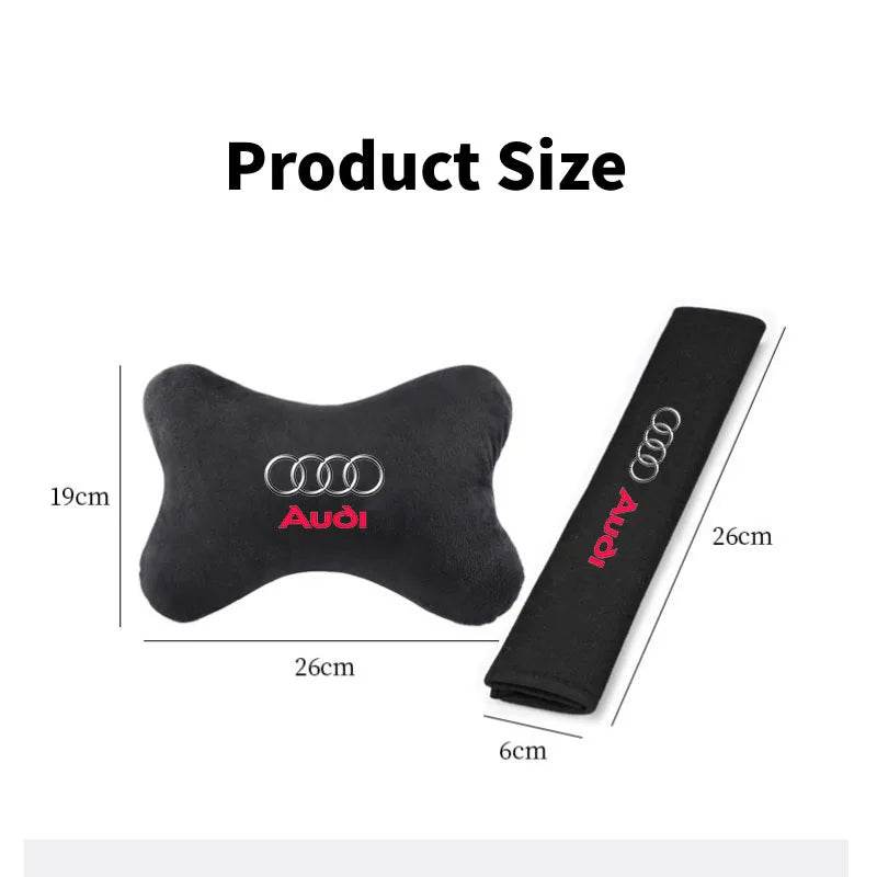 Audi Neck Pillow and Seat Belt Pad - Black