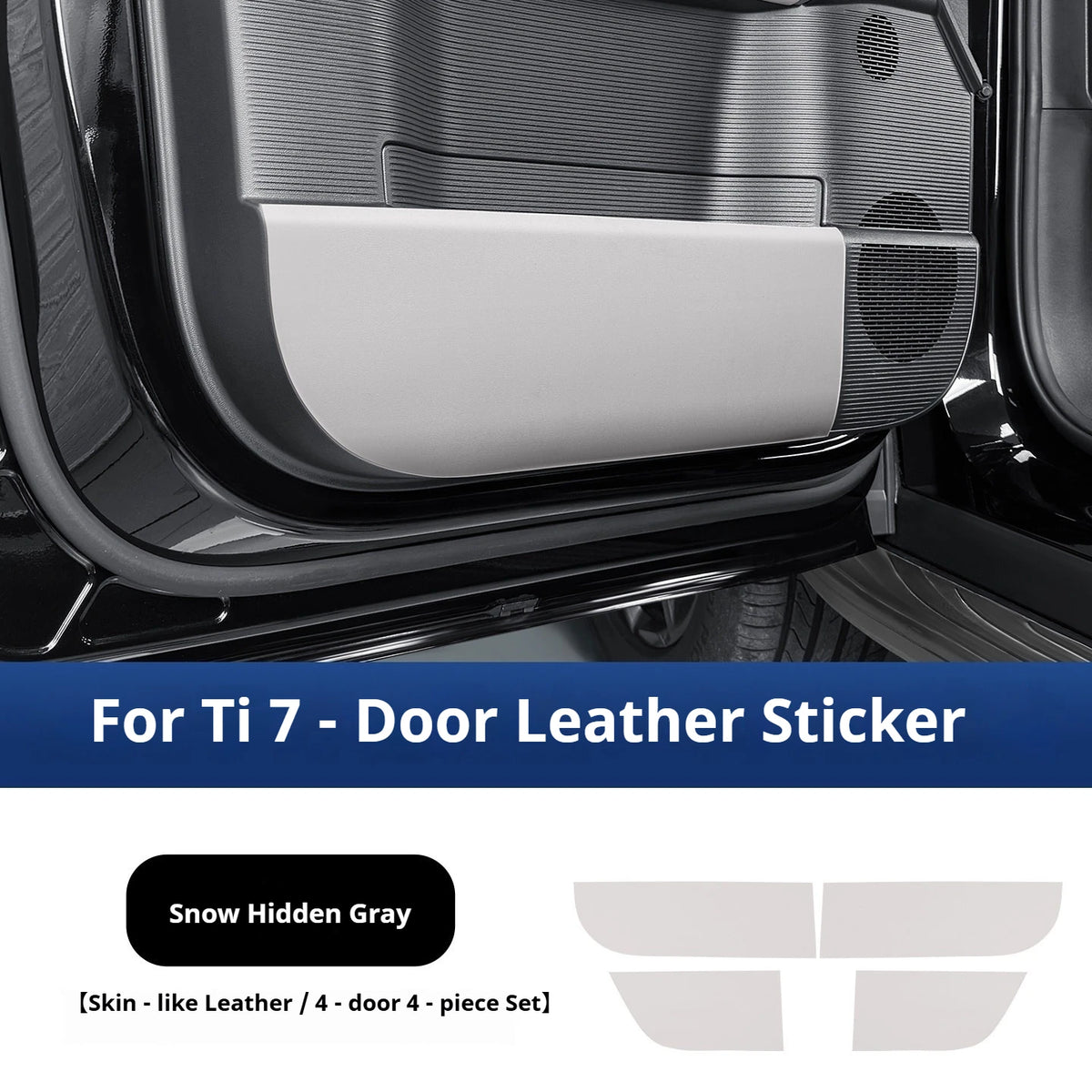 BYD Ti7 Leather Door Anti-Kick Protector Pads - Gray 4Pcs