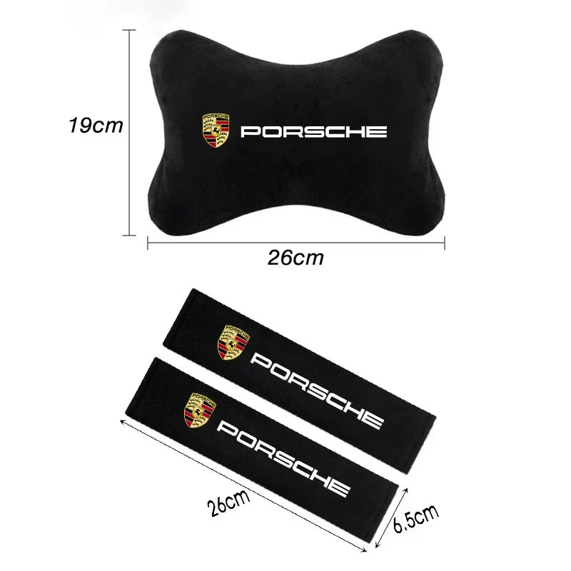 Car Seat Belt Protection Shoulder Pads Headrest Neck Pillow For Porsche Cayenne Panamera Macan 911 718 Taycan Boxster Cayman 918
