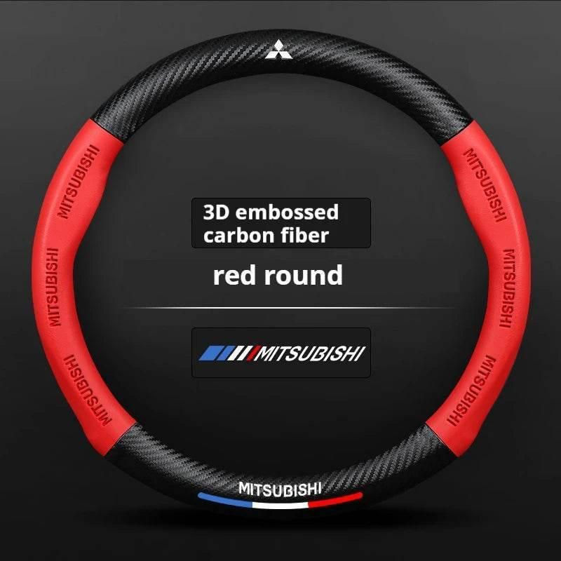 Mitsubishi Carbon Fiber Steering Wheel Cover - Red