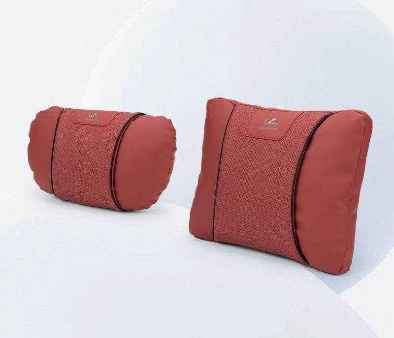 Lexus Car Neck Pillow & Lumbar Support - set red