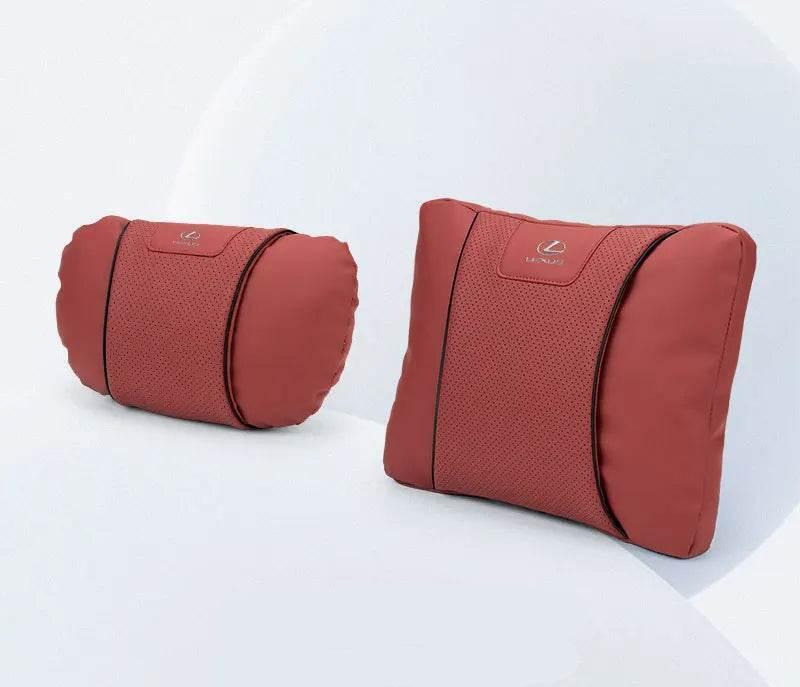 Lexus Car Neck Pillow & Lumbar Support - set red