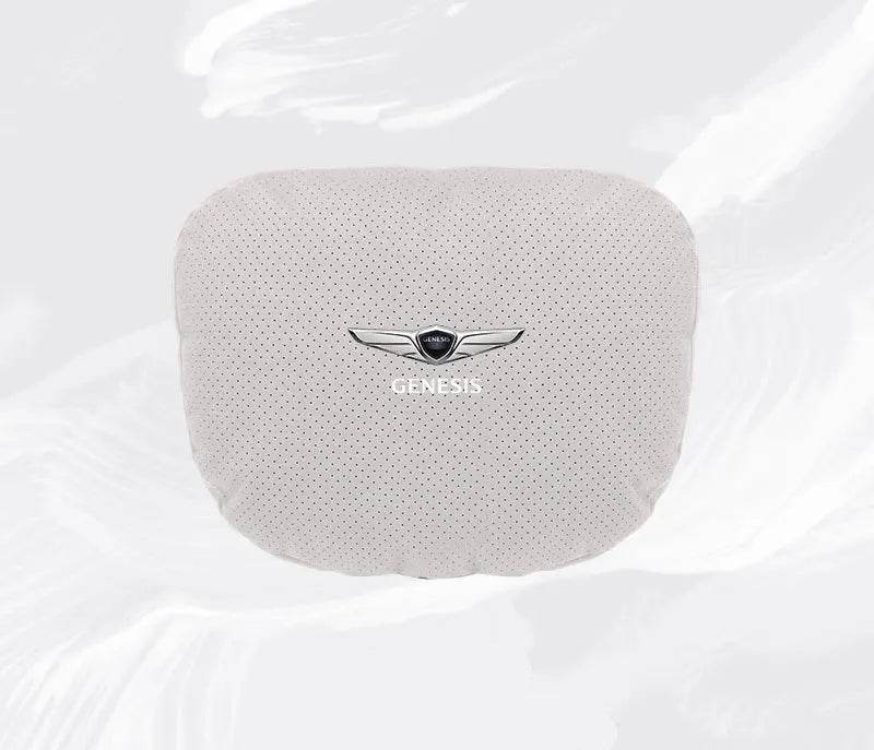 Suede Car Neck Pillow & Lumbar Support for Genesis G80, GV70, GV80, G90 & More - headrest 1pc white