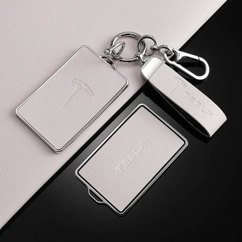 Tesla Key Case – NFC Shell Cover & Protector for Model 3, S, X, Y - B-white keyring