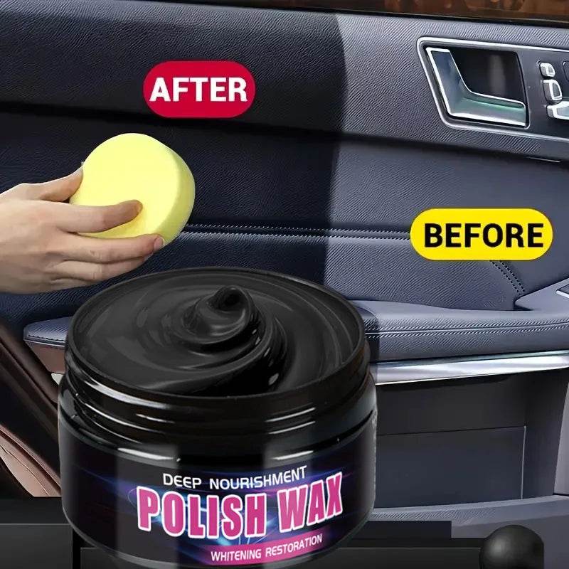 Universal Leather & Plastic Repair Polishing Wax – Interior Reconditioning Cream for Car Leather, Plastic & Rubber Care - 80g