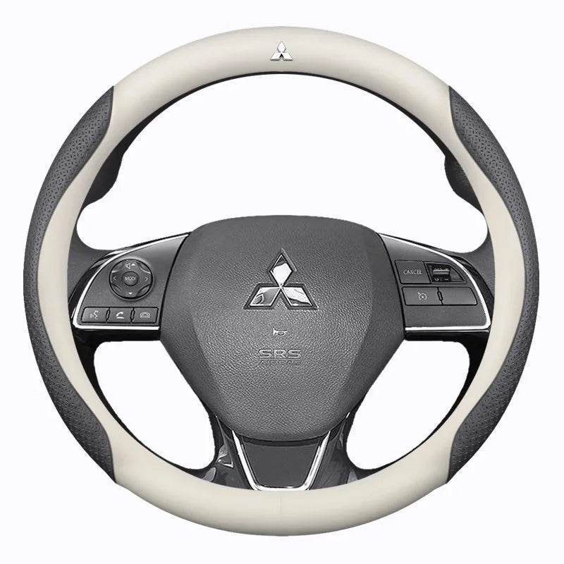 Mitsubishi Carbon Fiber Steering Wheel Cover - Carbon FIber white