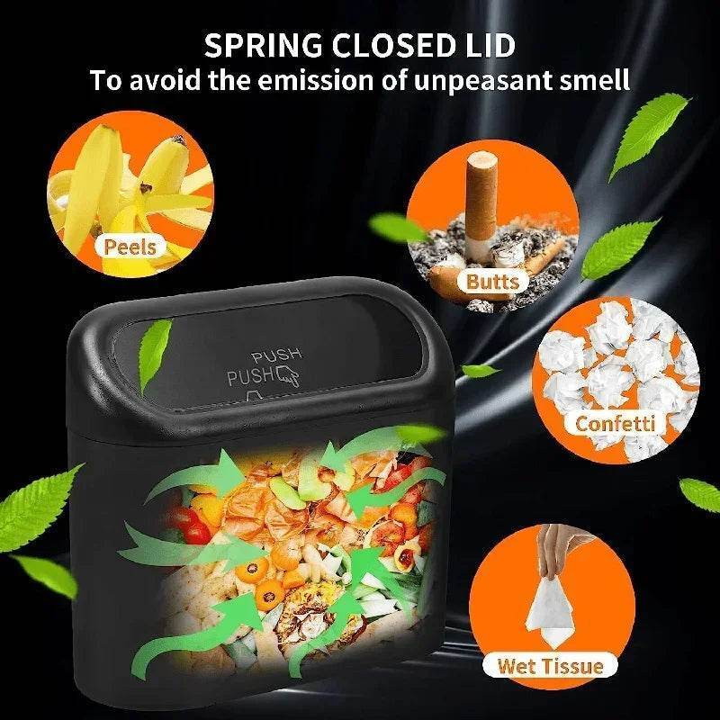Leak-Proof Car Trash Can with Lid – Includes 60 Garbage Bags - 1pcs garbage bag