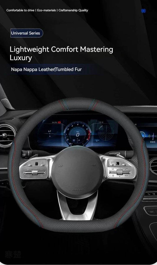 Changan Suede Leather Steering Wheel Cover - D Style red