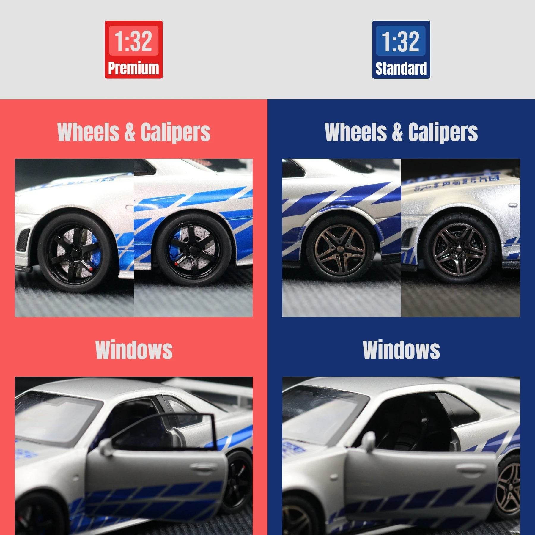 Nissan Skyline GTR R34 – 1:32 Diecast Car Toy with Light & Sound - Black