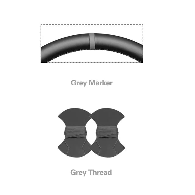 GMC Hand-Stitched Steering Wheel Cover - Round Shape / Grey Marker