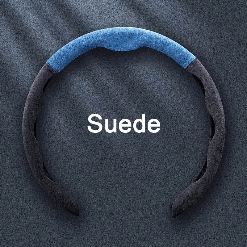 Premium Car Steering Wheel Cover – Universal 36-38cm - Black Blue 1