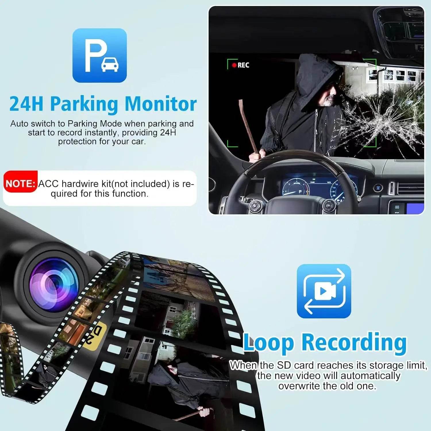 2K Mini Dash Cam with WiFi - 24H Wifi / 32G Card