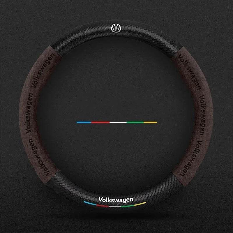 Volkswagen Leather Steering Wheel Cover - O-Brown