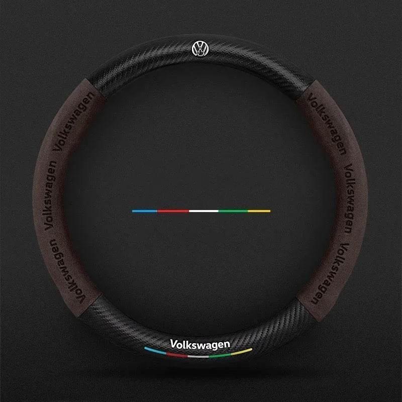 Volkswagen Leather Steering Wheel Cover - O-Brown