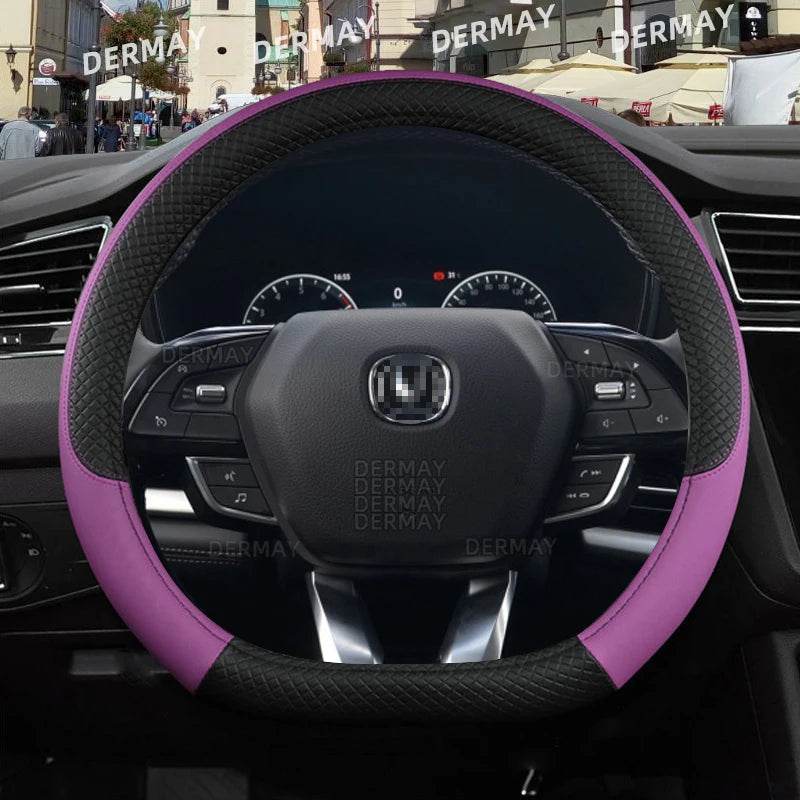 Changan Sports Microfiber Leather Steering Wheel Cover - A- Purple