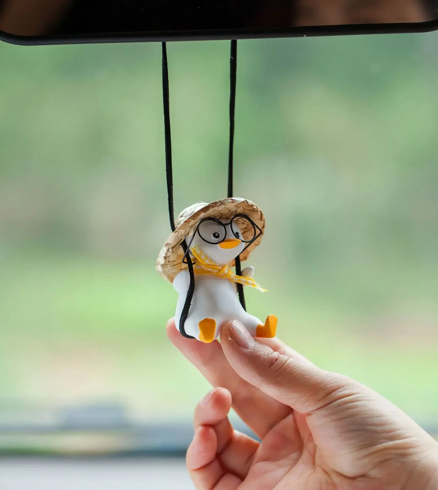 Cute Swing Duck Car Pendant – Rearview Mirror Decoration