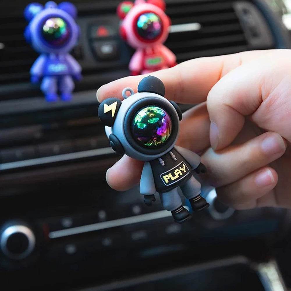 Astronaut Car Air Vent Perfume Clip – Cartoon Air Freshener & Aromatherapy Interior Decoration - Red