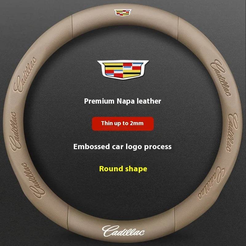 Cadillac Steering Wheel Cover - Leather Beige