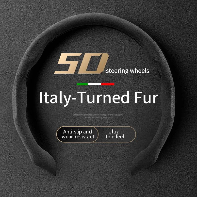 Suede Anti-Slip Ultra-Thin Steering Wheel Cover - Black