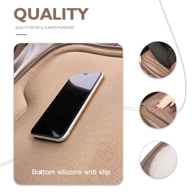 Car Seat Cushion – Leather, Waist Support, Four Seasons Protector - 1PC Brown Seat