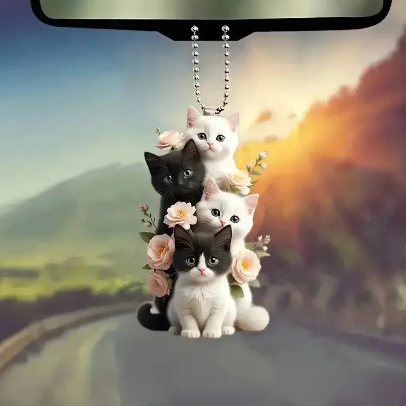 Cat Car Pendant – 2D Rearview Mirror Hanging Ornament